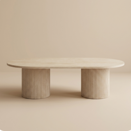 Table basse ovale en travertin, Table Aura – Moroccan Home Signature