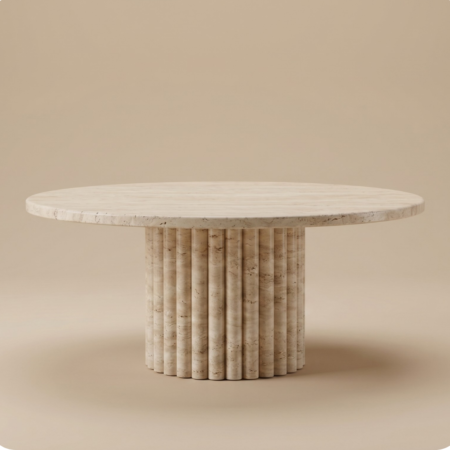 Table basse ronde en travertin, Table Luma – Moroccan Home Signature