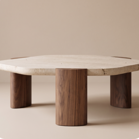 Table basse asymétrique avec pieds en bois, Table Nova – Moroccan Home Signature