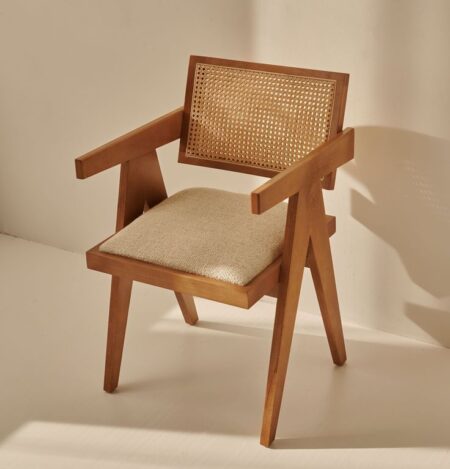 Chaise en bois de chêne et cannage en rotin naturel