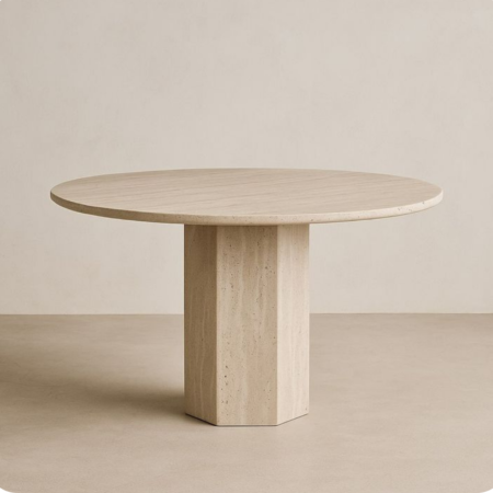 Table à manger rond pied hexagonale, Table Geneva – Moroccan Home Signature
