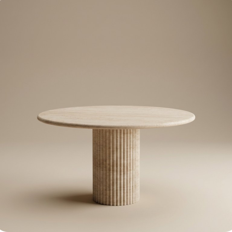 Table à  manger rond pied strié, Table Dubai – Moroccan Home Signature