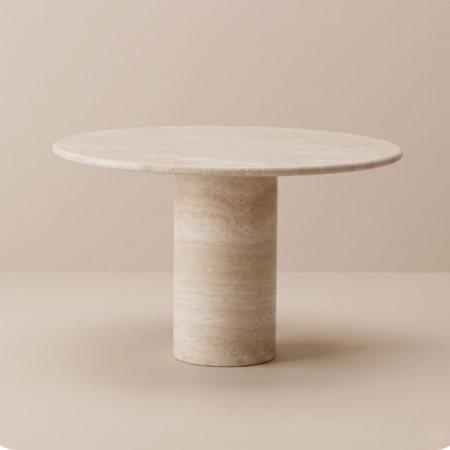 Table à manger rond en travertin, Table Zurich – Moroccan Home Signature