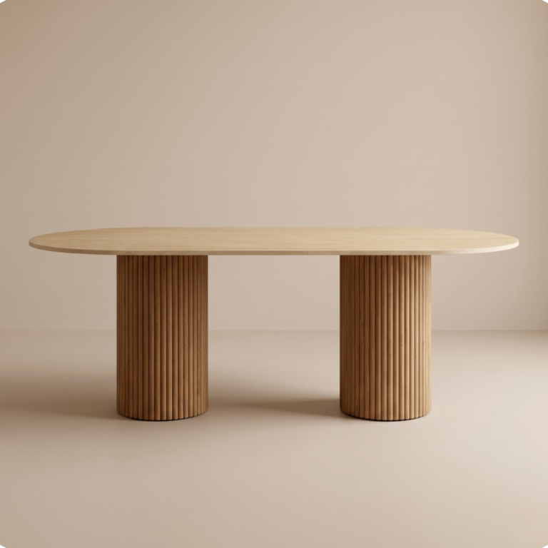 Table à manger ovale pieds en bois, Table Monaco – Moroccan Home Signature
