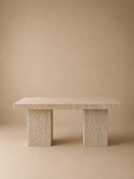 Table à manger en travertin naturel , Table Solis – Moroccan Home Signature