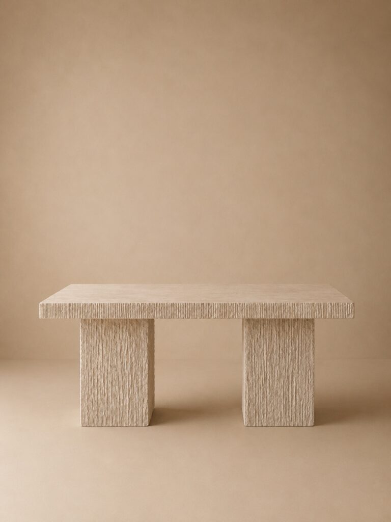 Table à manger en travertin naturel , Table Solis – Moroccan Home Signature
