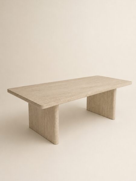 Table à Manger Rectangulaire en Travertin Luxe & Élégance Naturelle